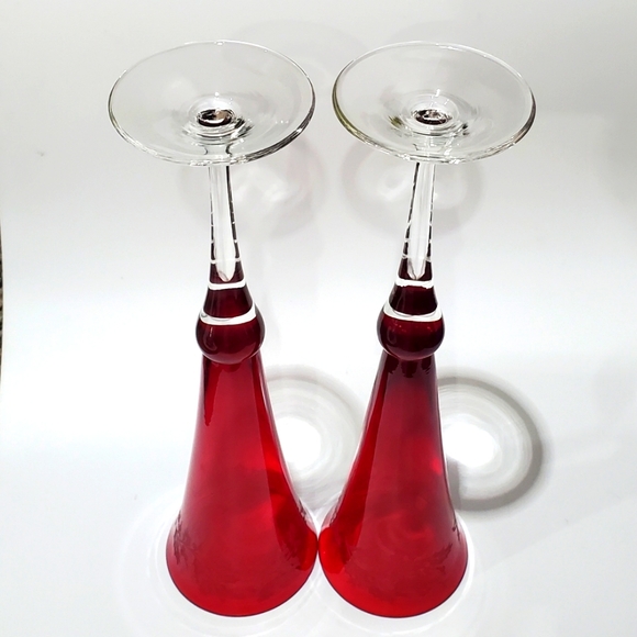 (2) Lenox 11" Holiday Gems Ruby Fluted Glasses - Picture 13 of 13